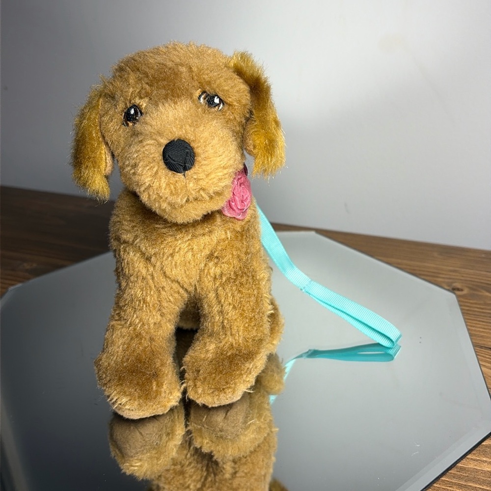 American Girl Tenney's Dog Waylon Plush Brown 8" Flowers Leash Pet Sitting DVM02
